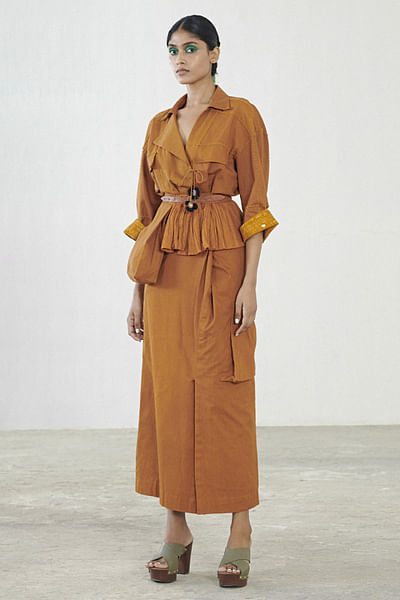 Tan kedia blouse and skirt