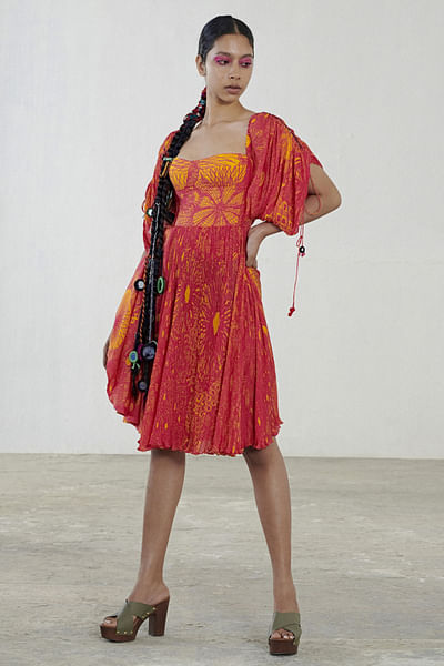 Pink kaftan sleeve dress