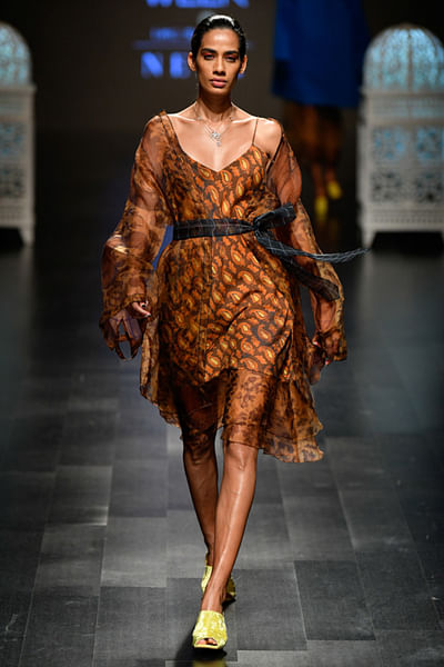 Rust paisley dress and cape