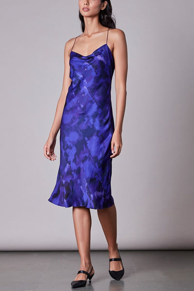 Purple printed slip dress