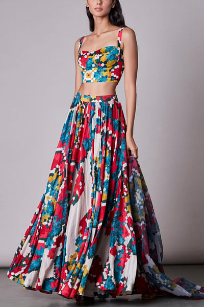Ikat printed lehenga set