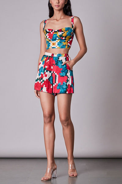 Ikat printed bustier and top