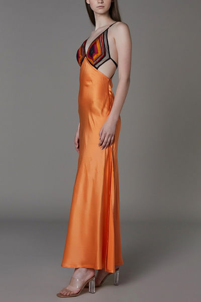 Rust cut-out gown
