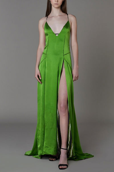 Green asymmetric dress