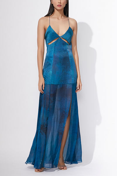 Blue abstract print dress