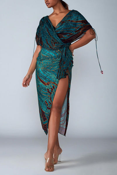 Abstract printed sari dress