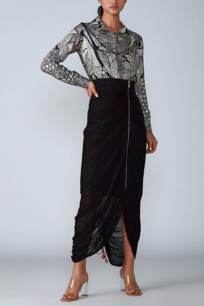 Abstract printed shirt and skirt