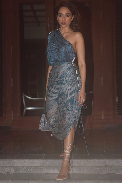 Abstract printed sari dress