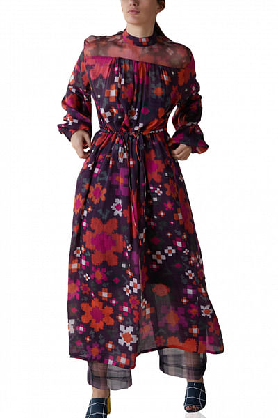 Abstract floral kurta and trousers 
