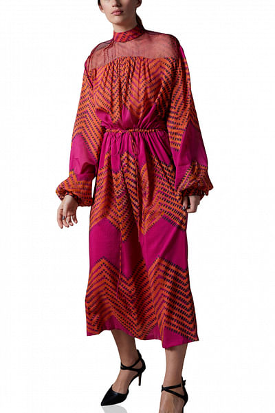 Pink leheriya maxi dress
