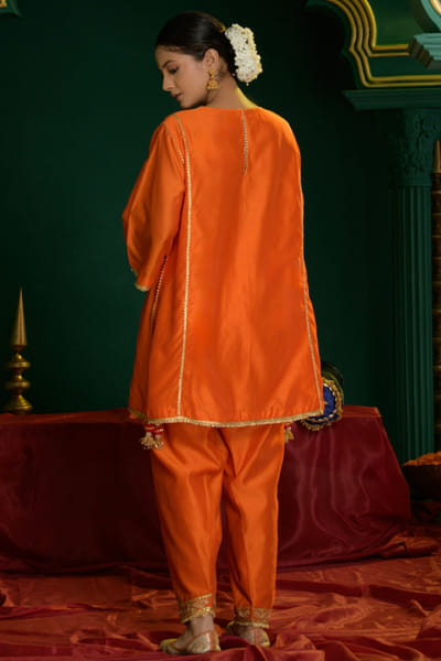 Saina Kapoor Deep orange gota embroidered choga set SAISEP25D133237