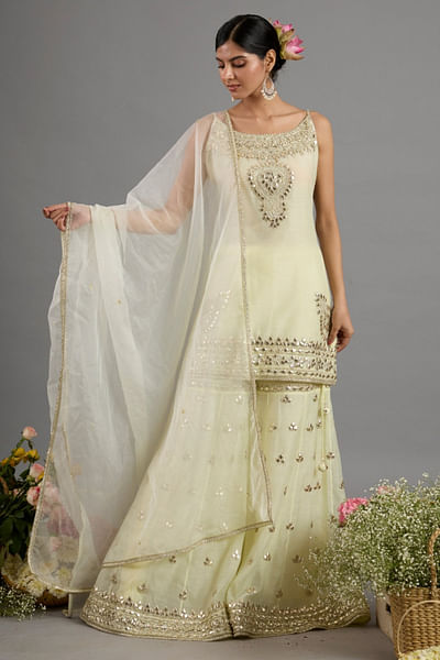 Yellow gota patti embroidered gharara set