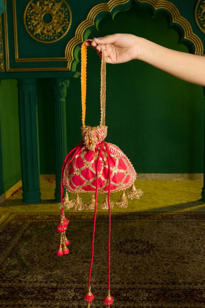 Fuchsia gota embroidered potli bag