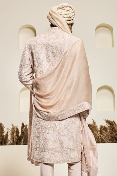 Sarab Khanijou Dusty rose sequin embroidered sherwani set SARAMAY26D245389