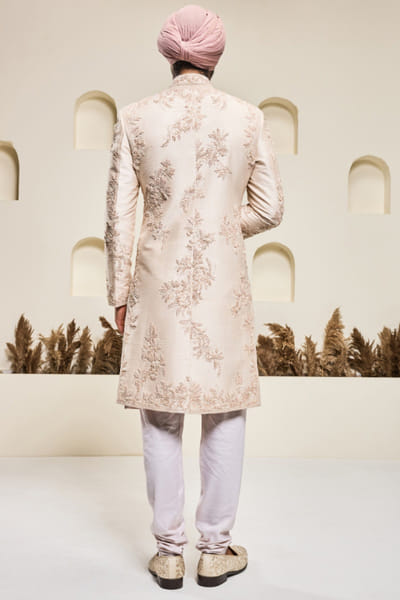 Sarab Khanijou Dusty rose cutdana embroidered sherwani set SARAMAY26D245406