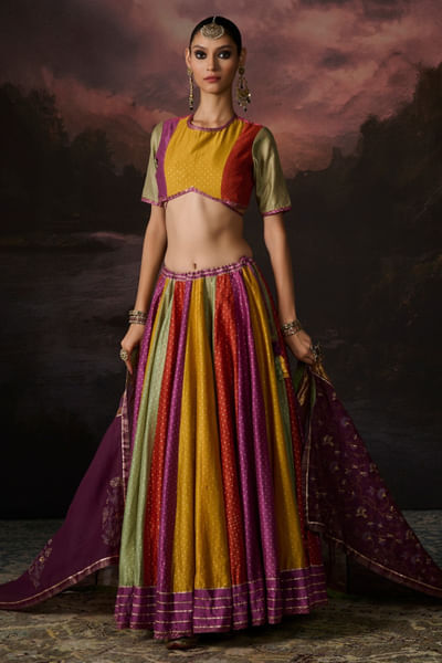 Multicolour handwoven and embellished blouse