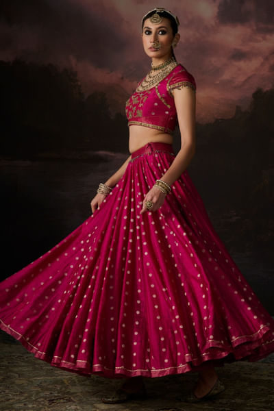 Rani pink handwoven and embroidered blouse