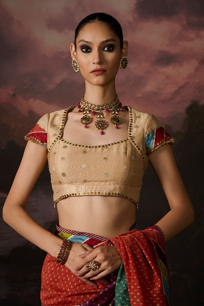 Gold handwoven and embroidered blouse