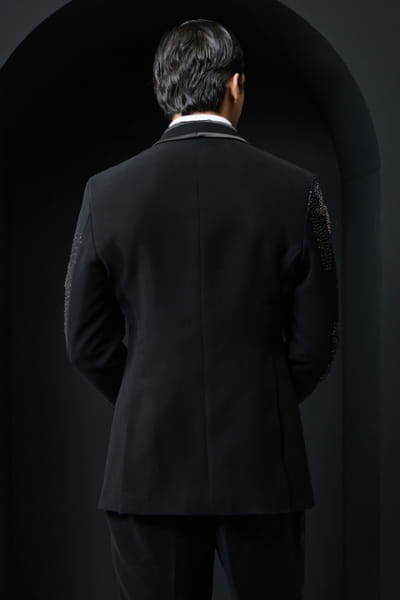 Sarab Khanijou Black sequin embellished tuxedo set SARAMAY26D245359