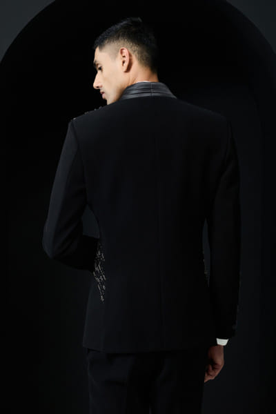 Sarab Khanijou Black pearl encrusted tuxedo set SARAMAY26D245360
