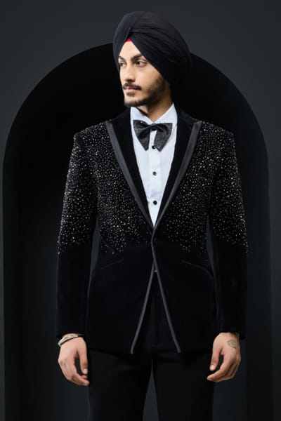 Sarab Khanijou Black pearl embellished tuxedo set SARAMAY26D245365