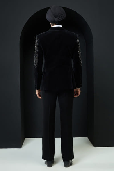Sarab Khanijou Black pearl embellished tuxedo set SARAMAY26D245365
