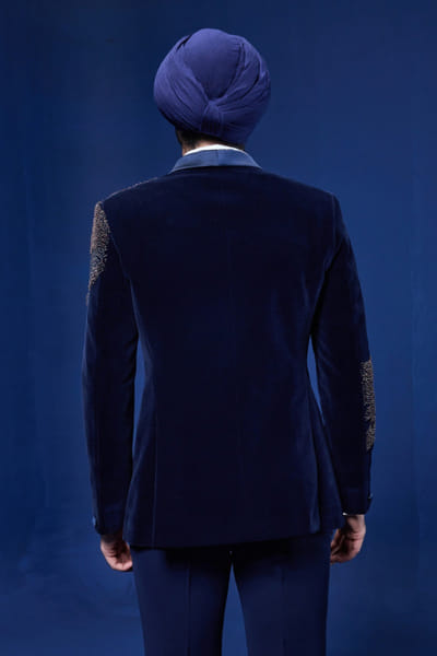 Sarab Khanijou Navy blue pearl embellished tuxedo set SARAMAY26D245368
