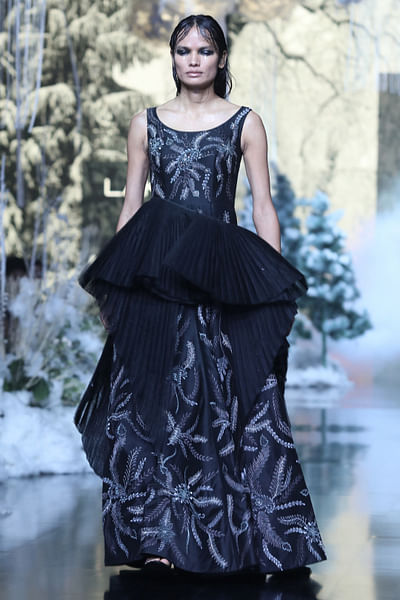 Black chanderi gown