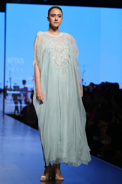 Mint organza silk dress