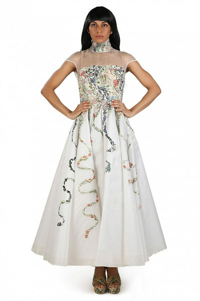 Ivory tea length gown