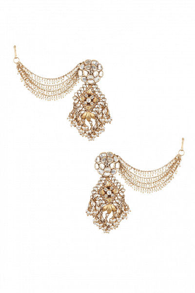 Gold kundan earrings with extensions
