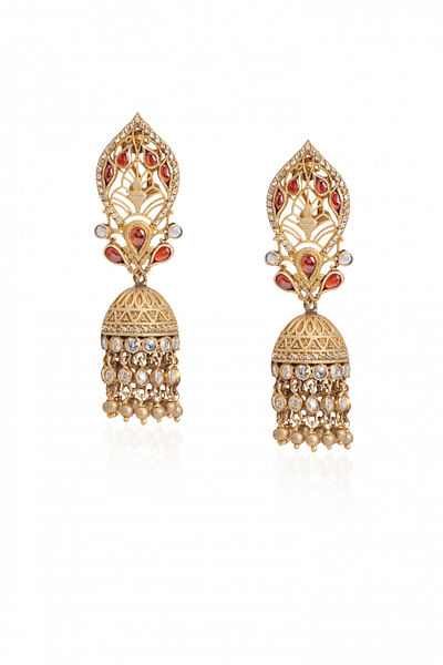 Gold embellished golden tassel earrings