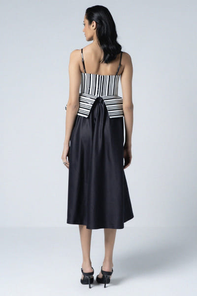 Sameer Madan Black and white striped faux leather dress SAMAPR26D141810