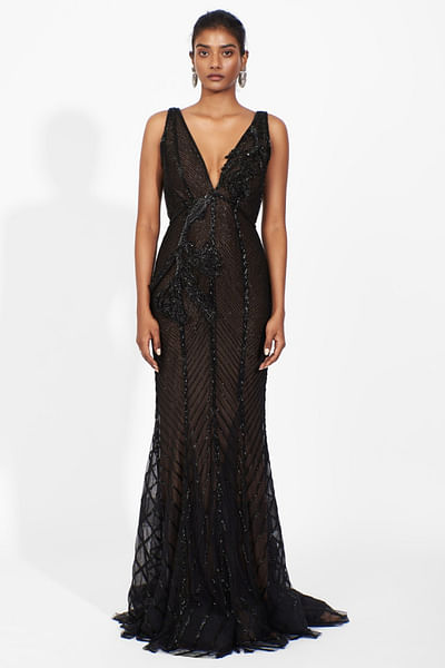 Black embellished gown