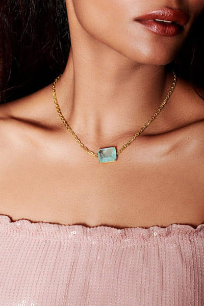 Miss jo Turquoise stone embellished pendant necklace MISSAUG26D251582