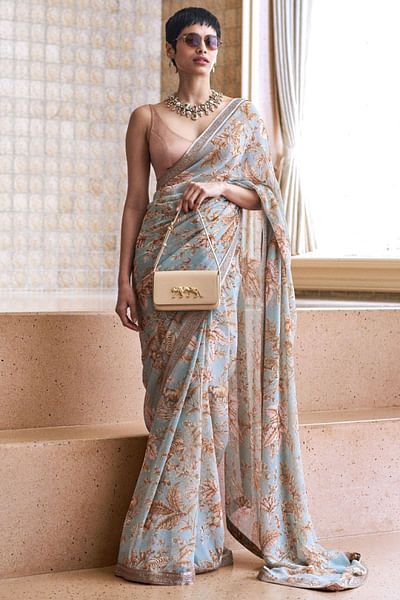 Sky printed sari