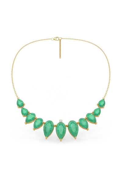 Miss Jo Emerald green stone embellished necklace MISSJUN26D147068