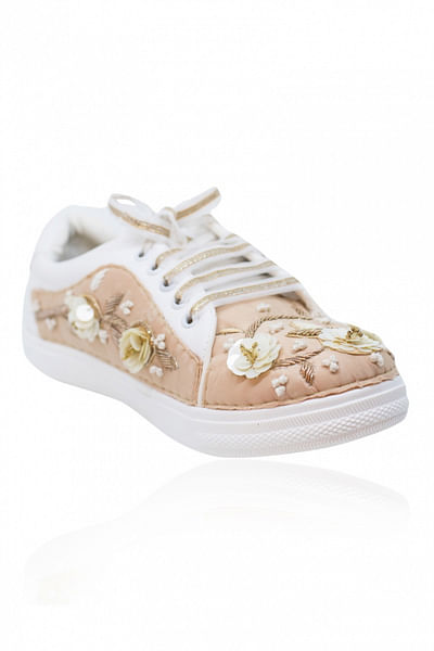 Nude blush floral sneakers