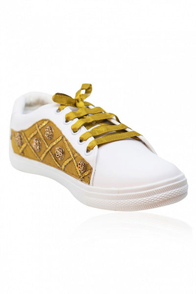 Golden embroidered sneakers
