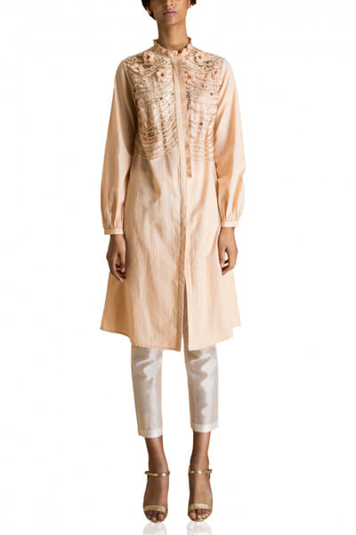Peach striped kurta