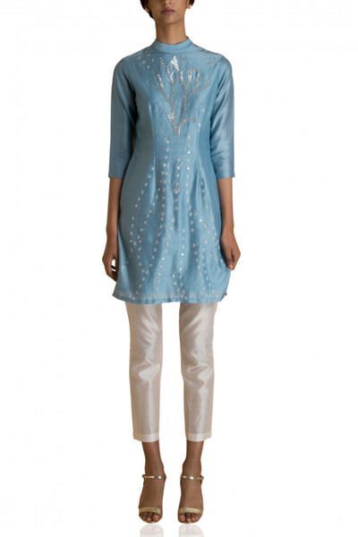 Ice blue short kurta
