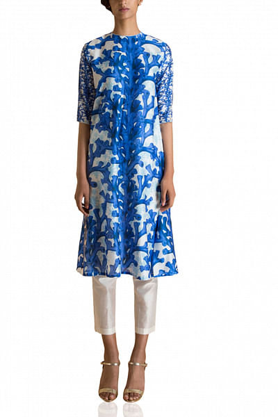 Blue printed kurta