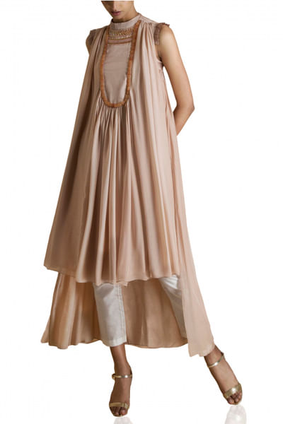 Beige chiffon kurta