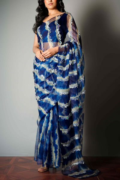 Blue tie & dye sari