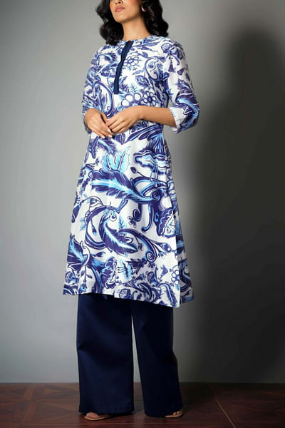 Blue printed kurta