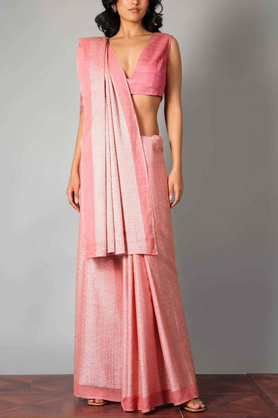 Pink jacquard sari