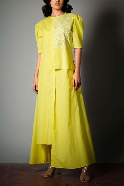 Yellow asymmetric maxi dress