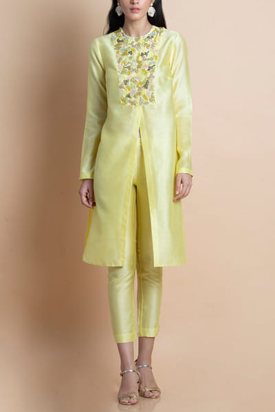 Lime yellow embroidered tunic