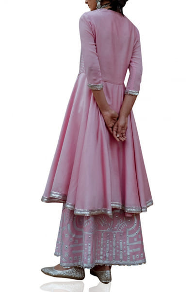 Saksham & Neharicka Pink embellished kurta set SNNWKS228