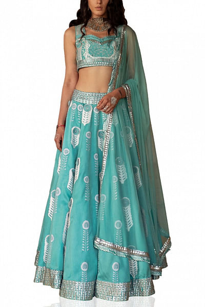 Blue embroidered lehenga set